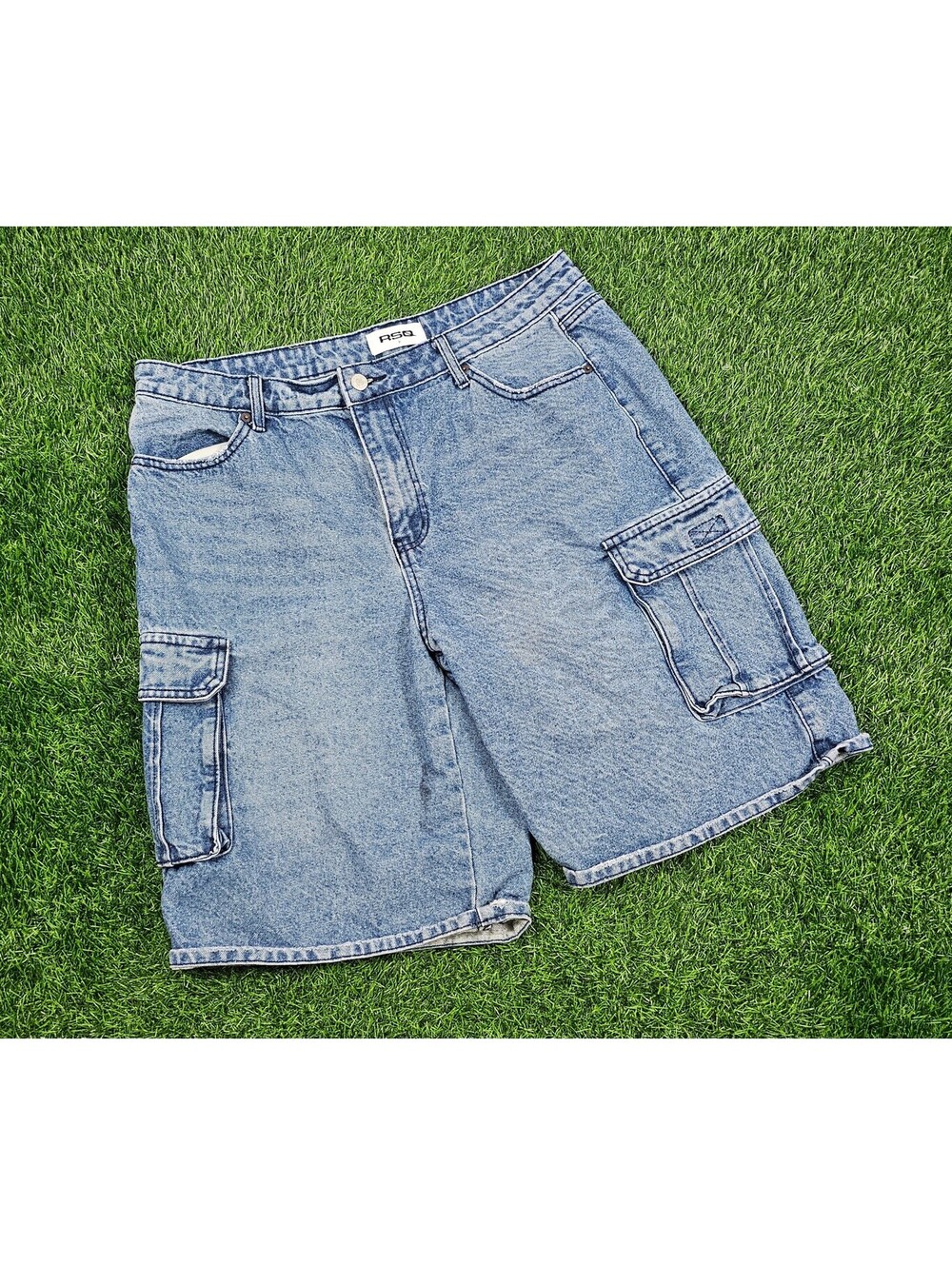 RSQ Denim Cargo Shorts Light Blue Size 31 Actual 33in Jorts